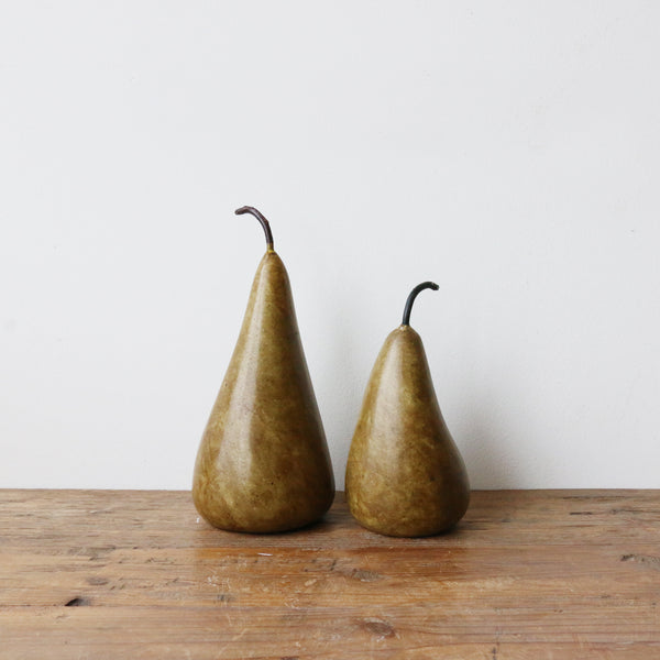 Large Marble Decorative Pear in Golden Brown