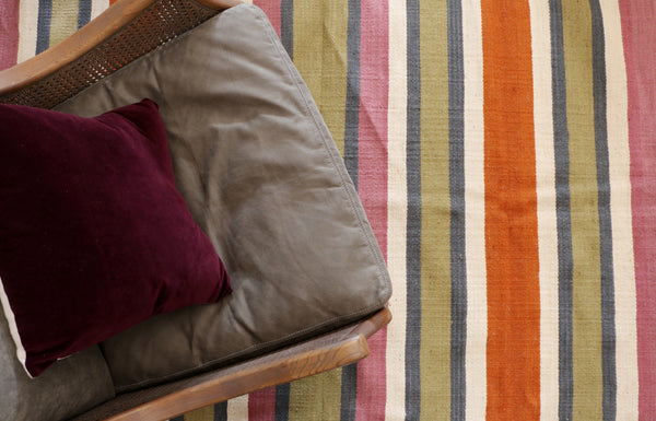 Multi Stripe Jute Rug - Purple & Green