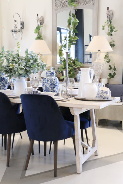 Loire Trestle Dining Table in White Washed Pine