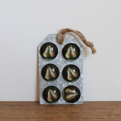 Raphael Pear Glass Magnets set of 6