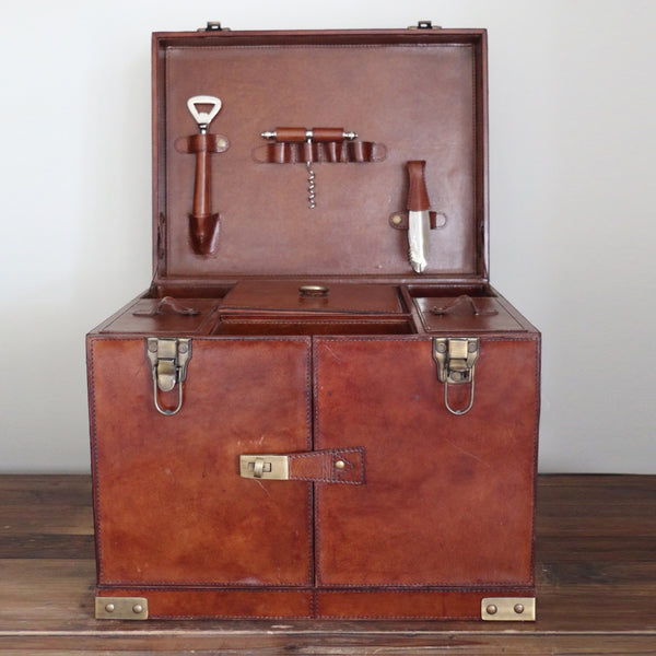 Oxford Leather Minibar with Bar Tools