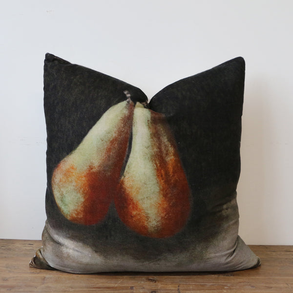 Raphael Vintaged Velvet Cushion Cover with Linen Back - Deux Poire