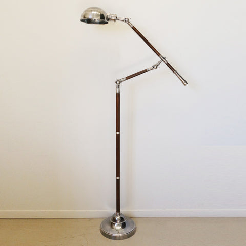 Adjustable Floor Lamp with Wooden Detail
