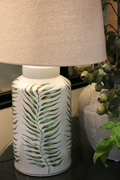 Palm Leaf Ceramic Crackled Lamp Base