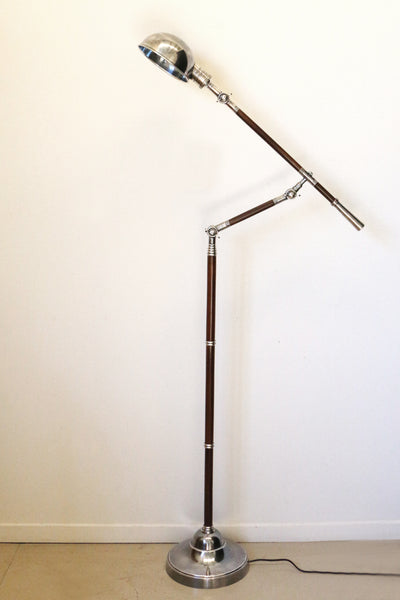 Adjustable Floor Lamp with Wooden Detail