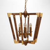 Amalfi Hanging Light in Wood with Brass Iron Details