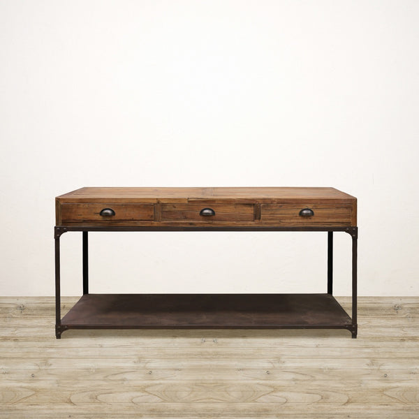 Algiers Industrial Recycled Pine Console With Metal Shelf