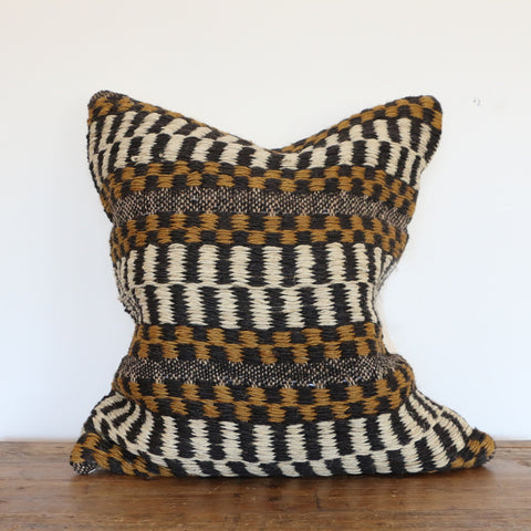 Moroccan  Style Kilim Cushion Cover in Ochre and Black