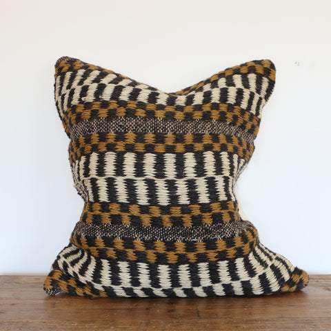 Moroccan  Style Kilim Cushion Cover in Ochre and Black