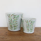 Palm Leaf Crackled Ceramic Planter 18cm