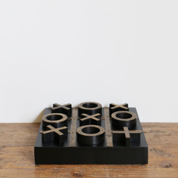 Wooden Noughts & Crosses set with Brass Finish