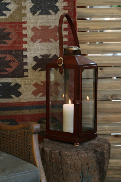 Caribbean Brass and Leather Lantern