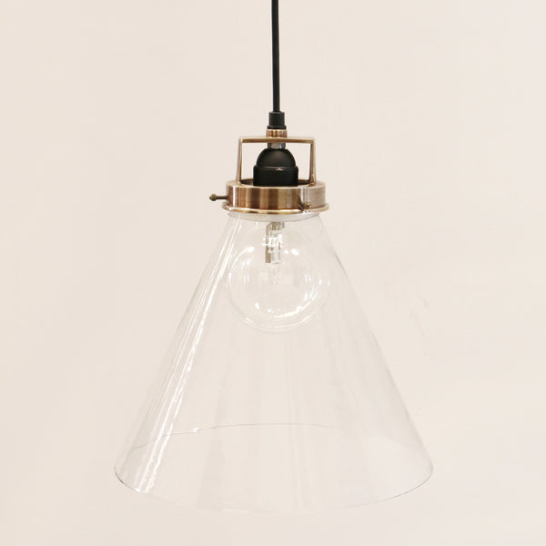 Vitrene Small Brass & Glass Hanging Light