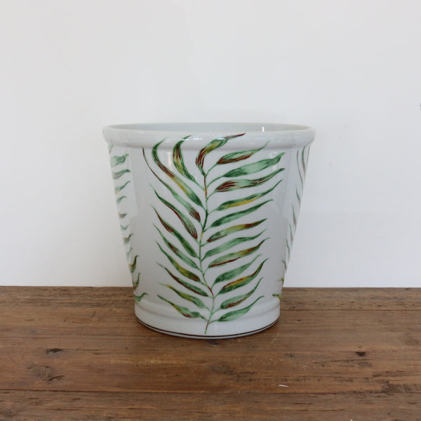 Palm Leaf Crackled Ceramic Planter 23cm