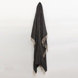 Wool Herringbone Throw in Vintage Black and Beige