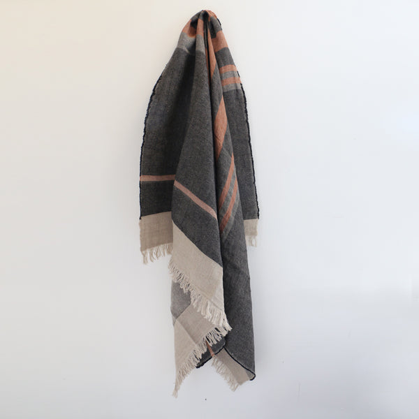 Libeco Throw / Fouta in Black Stripe 110 x 180