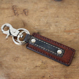 Leather Key Ring in Tan and Grey