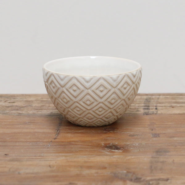 White Geometric Ceramic Dipping Bowl