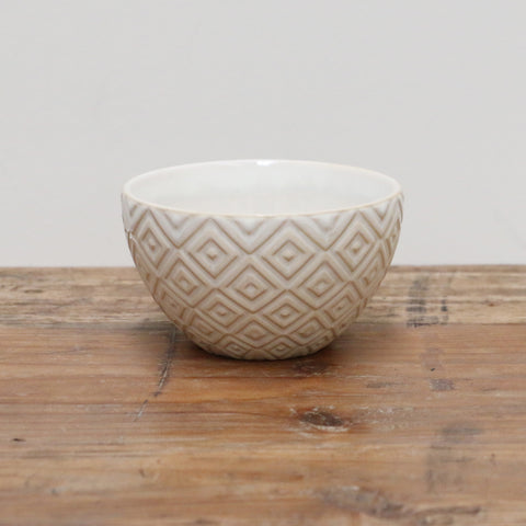 White Geometric Ceramic Dipping Bowl