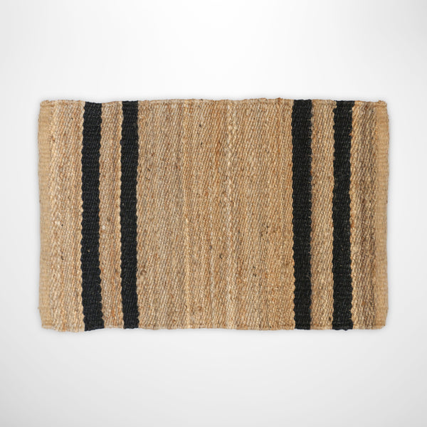 Jute Doormat in Natural with Black Stripe