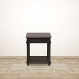 Hampton Oak Bedside Table  with 1 Drawer and Shelf in Charcoal Finish