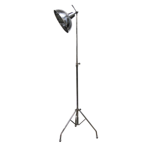 Solid Brass Brushed Pewter Style Tripod Floor Lamp