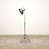 Solid Brass Brushed Pewter Style Tripod Floor Lamp