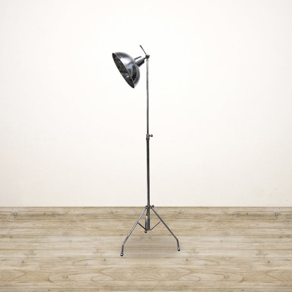Solid Brass Brushed Pewter Style Tripod Floor Lamp