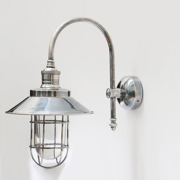 Brushed Pewter Style Wall Light with Shade