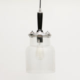 Hanging Glass Jar Lamp with Brushed Pewter Style Finish