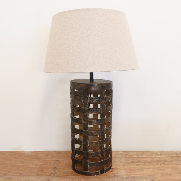 Lattice lamp Base  in Antique Brass