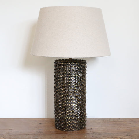 WOVEN METAL LAMP BASE IN ANTIQUE BRASS  FINISH