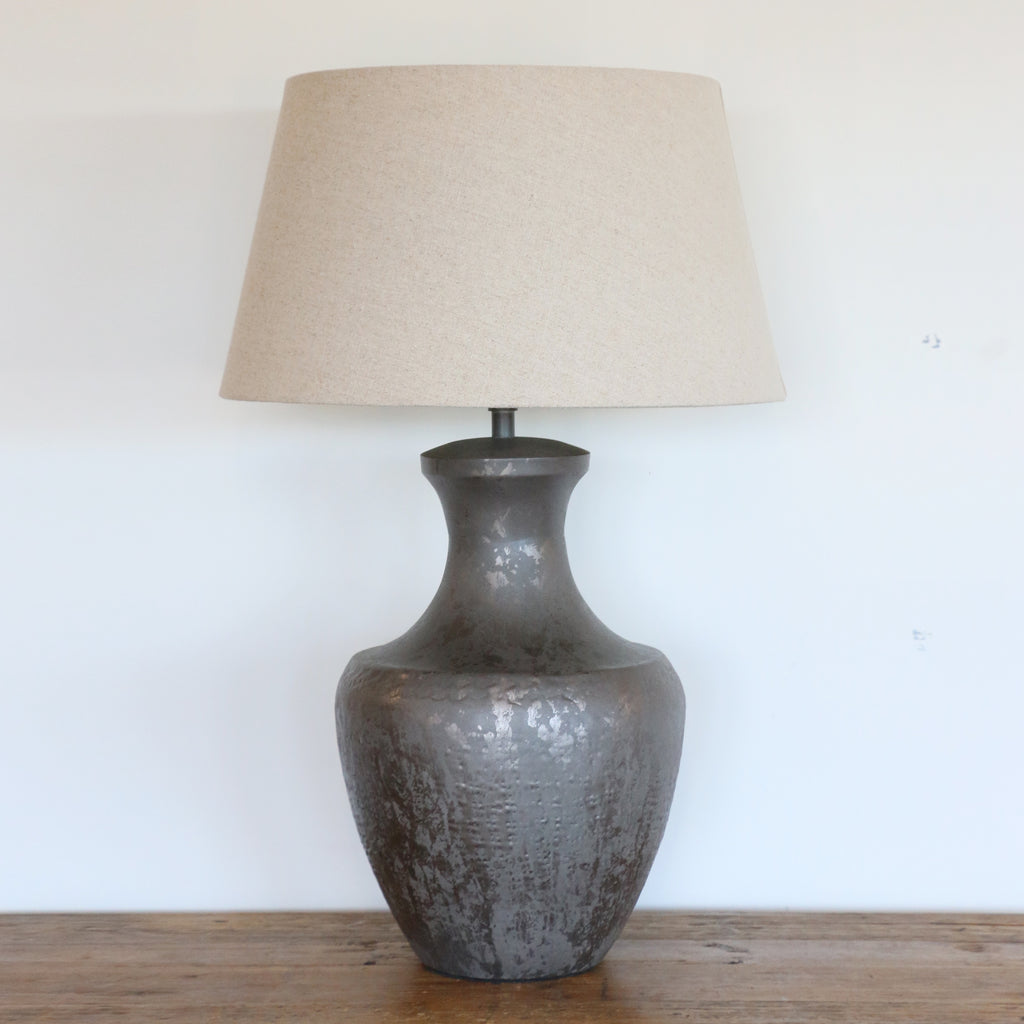 Bombay Urn Lamp Base in Aged Pewter Finish Leopold Hall