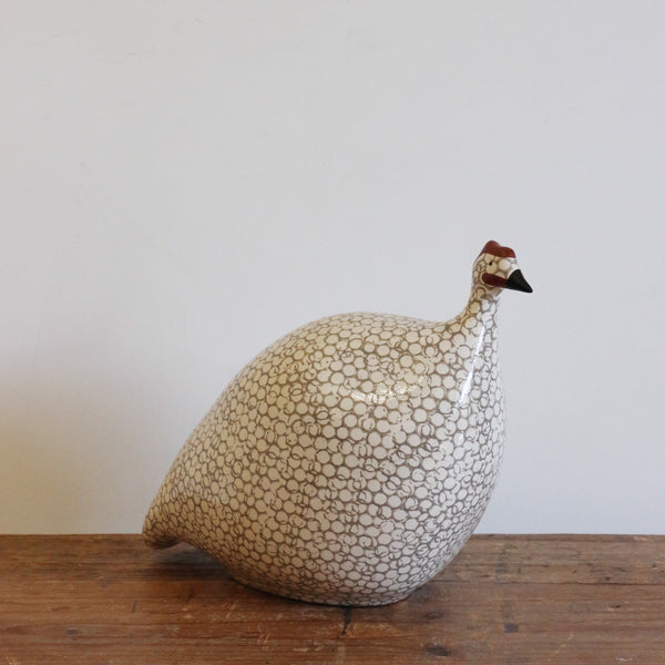 Ceramiques De Lussan Guinea Fowl in White Spotted Grey - Medium