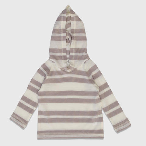 New Zealand Merino Stripe Hoodie in Blush Stripe - 6-12mth