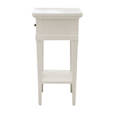 Petite White Bedside with Drawer and Shelf in Solid Mahogany