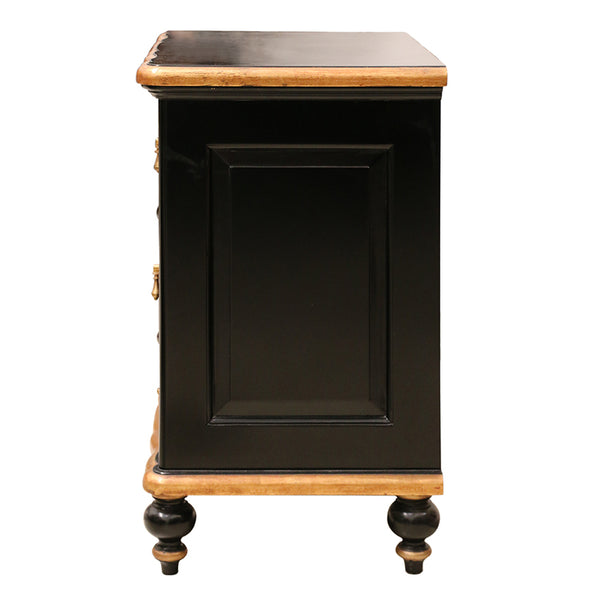 Ripple Front Bedside Table in Black and Gold