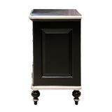 Ripple Front Mahogany Bedside in Black & Silver Leaf
