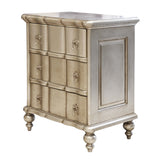 Ripple Front Bedside Table in Silver Leaf