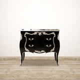 Bombay Chest of Drawers in Black and Silver Leaf