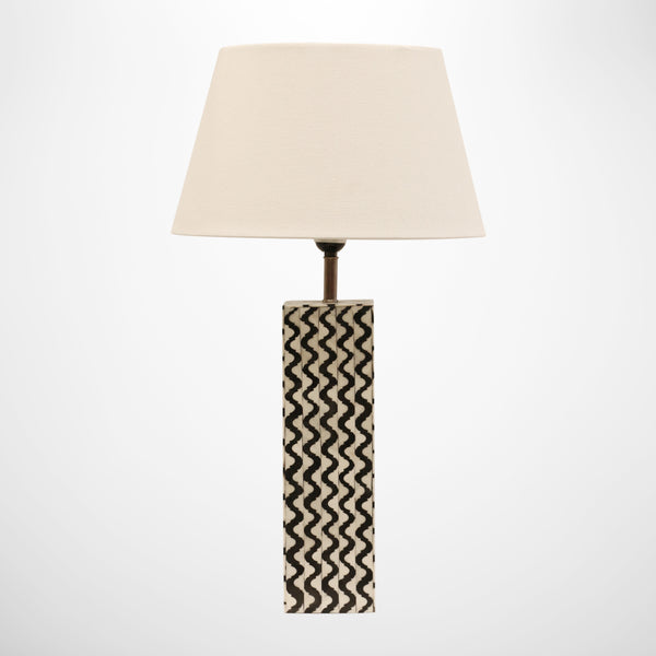 Bone and Brass Square Black and White Lamp