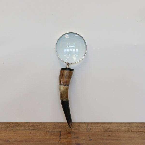 Nickel Magnifying Glass with Horn Handle