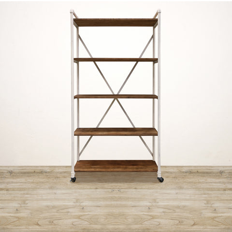 Riviera Single Recycled Pine Industrial Shelving Unit in snow