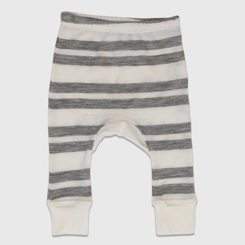 New Zealand Merino Gusset Leggings in Grey Marl Stripe - 3-6mth