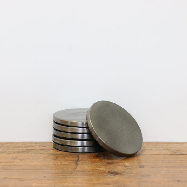 Hammered Coasters in Satin Grey Finish Set of Six