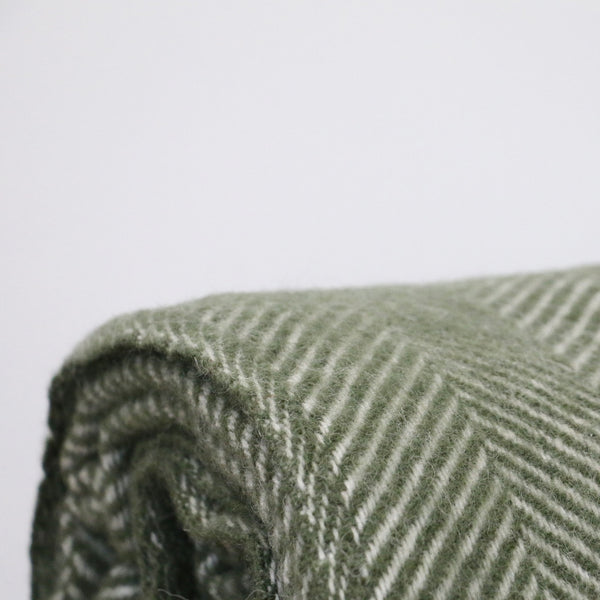 Wool Throw in Olive Green