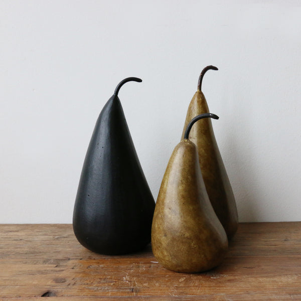 Large Marble Decorative Pear in Golden Brown