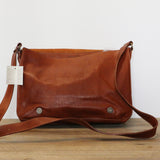 Leather Messenger Bag in Tan