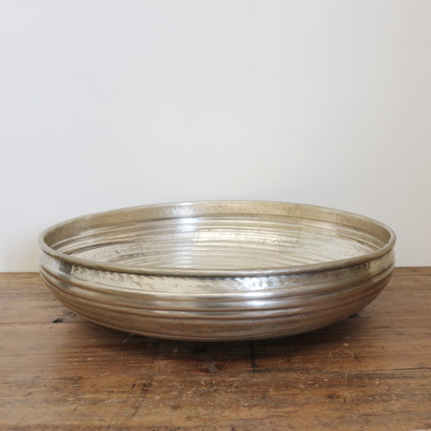 Chelsea Brass Ornate Ridged Bowl in Silver