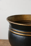 Large Handmade Planter in Dark Bronze and Brass